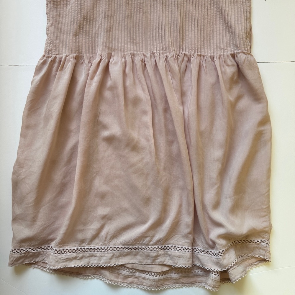 Aritzia Wilfred Leone Slip Mini Dress Pink La Boheme Crochet Pintuck Sz S - Picture 12 of 16